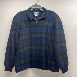 Vintage Pendleton virgin wool black watch plaid tartan bomber womens  large